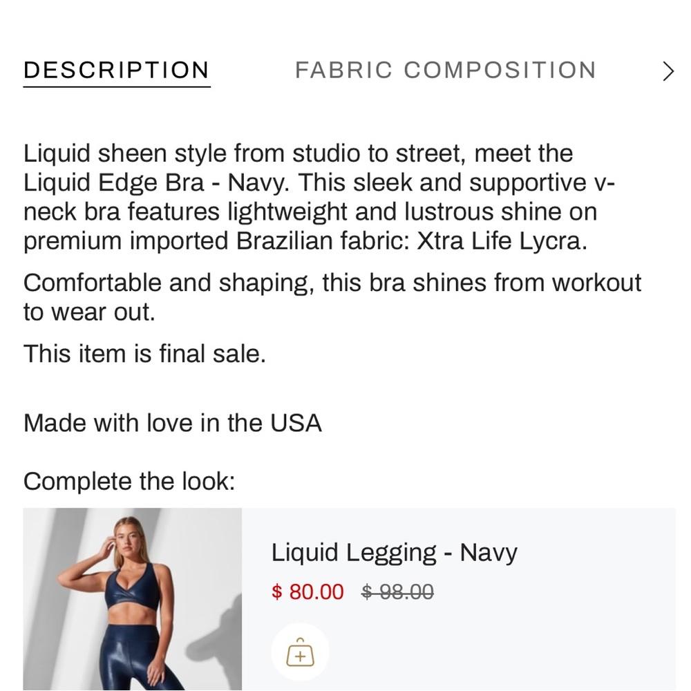 NWT Noli Yoga Edga Bra in Navy Liquid, size small - Picture 14 of 16
